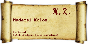 Madacsi Kolos névjegykártya